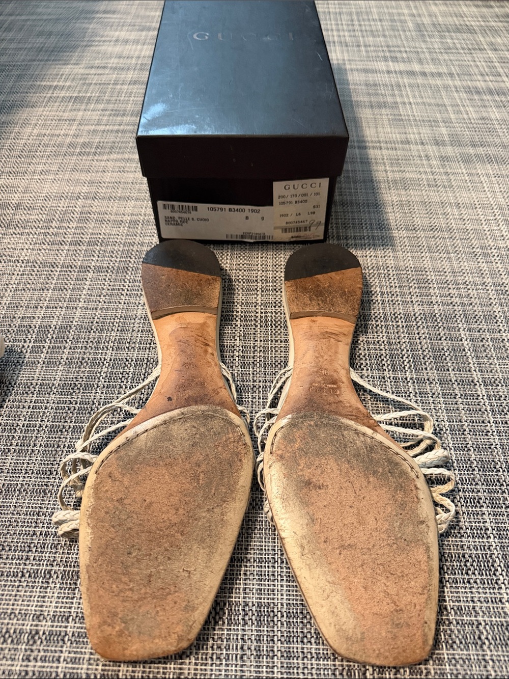 Gucci Cream Braided Rope Slide Mules - Picture 3 of 3